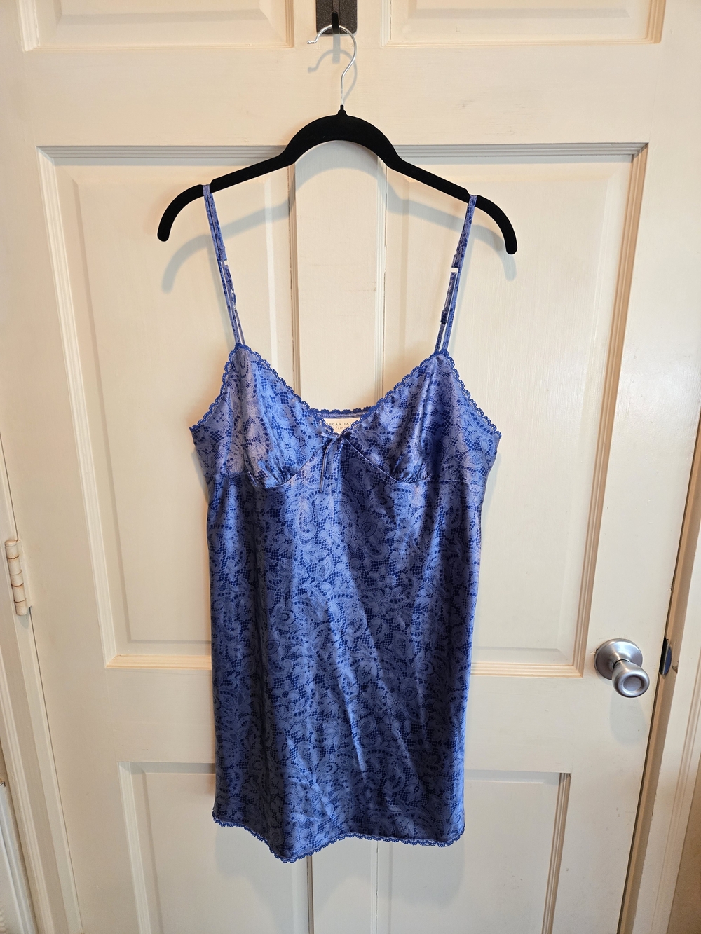 Lace-Trim Blue Slip Chemise